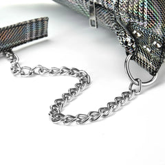 Womens Check Pattern Waist Bag Chain Fanny Pack