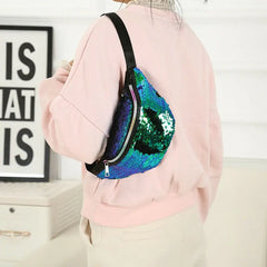 Womens Reversible Mermaid Sequins Glitter Waist Bum Bag Pack