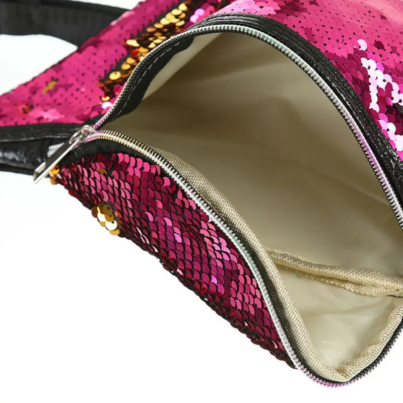 Womens Reversible Mermaid Sequins Glitter Waist Bum Bag Pack