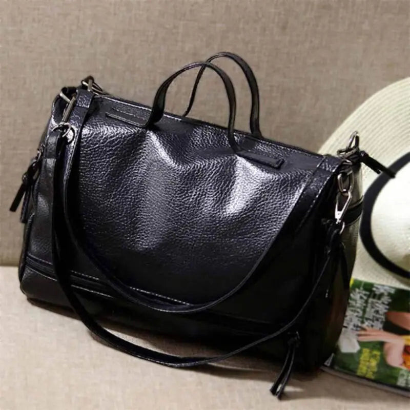 Women's Leather Tote Handbag Large Capacity Waterproof