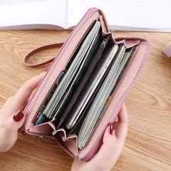 Leaf Print Long Women Purse Large Capacity Phone Bag Women Wallet
