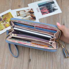 PU Leather Women's Wallet Leaf Print Long Purse Large Capacity Bag