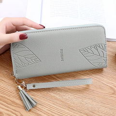 Leaf Print Women Wallet PU Leather Large Capacity Phone Bag