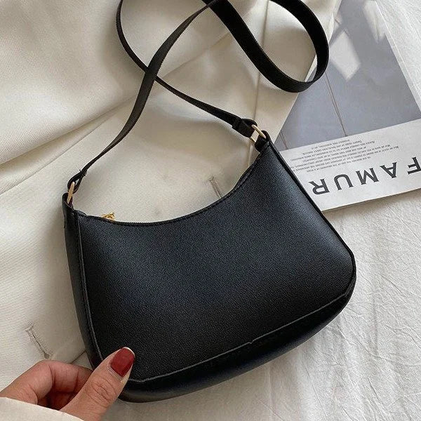 Women's PU Leather Small Square Bag Retro Casual Underarm Bag