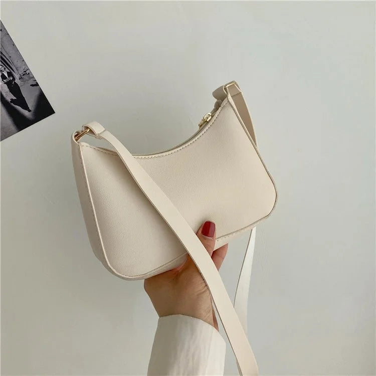 Women's PU Leather Small Square Bag Retro Casual Underarm Bag