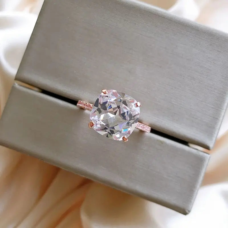 925 Silver Morganite & Diamond Gemstone Ring
