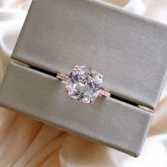 925 Silver Morganite & Diamond Gemstone Ring