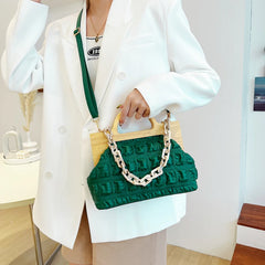 Wooden Handle Handbag Shoulder Bag for Women Clutch Crossbody Bags