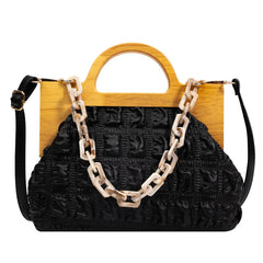 Wooden Handle Handbag Shoulder Bag for Women Clutch Crossbody Bags