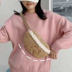 Autumn Winter Lamb Fur Chest Bag Ins Girl Plush Messenger Waist Bag