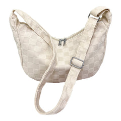 Plaid Woolen Tote Bag with Adjustable Strap