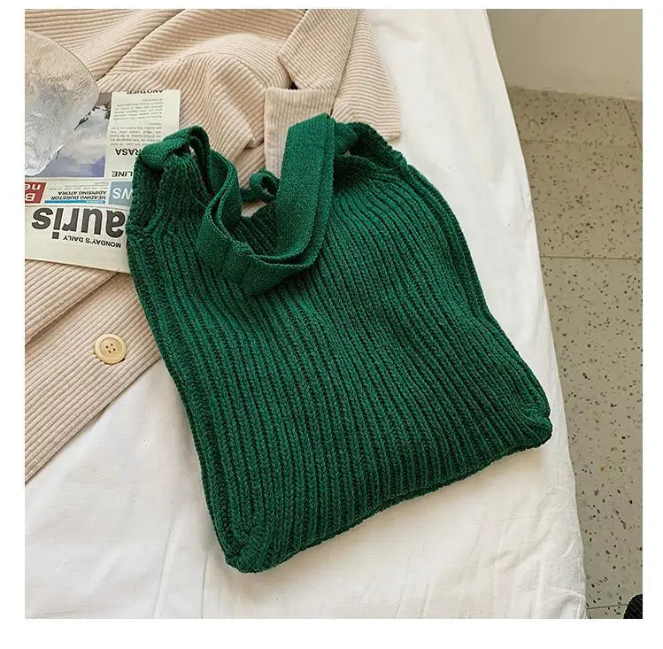 Woolen Knitted Braid Women Handbag Crochet Knitting Shoulder Bags Tote Bags