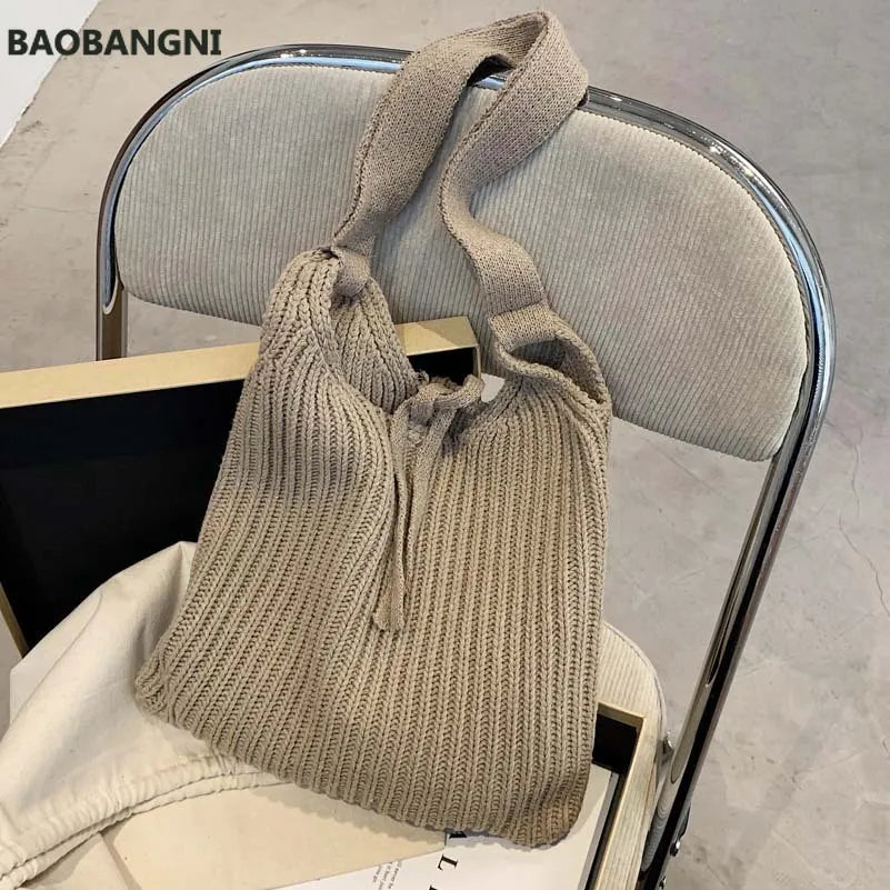 Woolen Knitted Braid Women Handbag Crochet Knitting Shoulder Bags Tote Bags