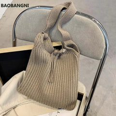 Woolen Knitted Braid Women Handbag Crochet Knitting Shoulder Bags Tote Bags