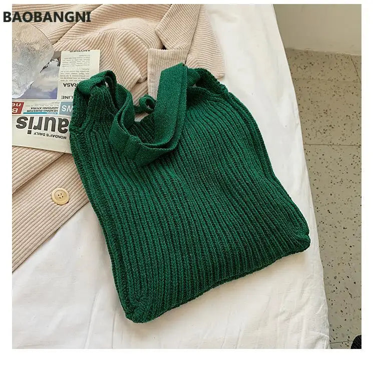Woolen Knitted Braid Women Handbag Crochet Knitting Shoulder Bags Tote Bags