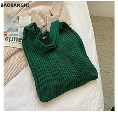Woolen Knitted Braid Women Handbag Crochet Knitting Shoulder Bags Tote Bags
