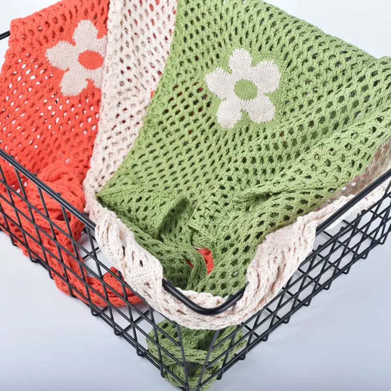 Woolen Yarn Tote Bag Women's Shoulder Bags Female Shopper Casual Knitting Mesh