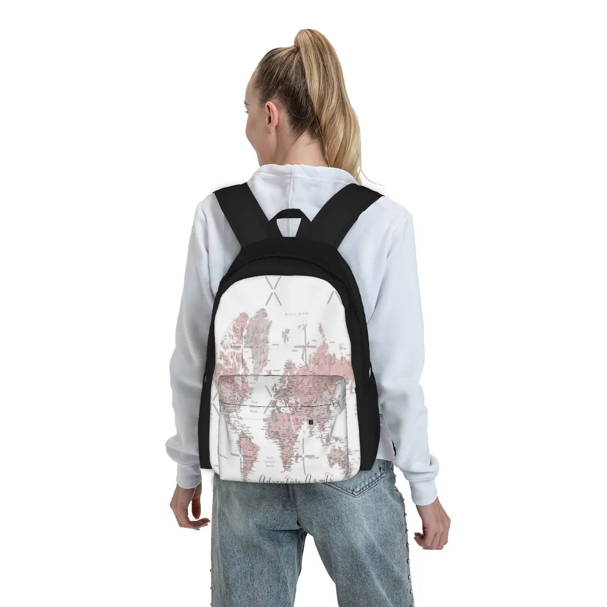 Adventure Awaits World Map Backpack Men Women