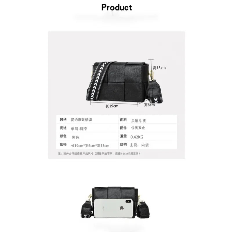 Leather Mini Square Bag Messenger Shoulder Bag for Women