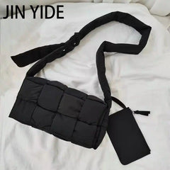 Cotton Women Shoulder Bag Padded Crossbody Space Square Handbag