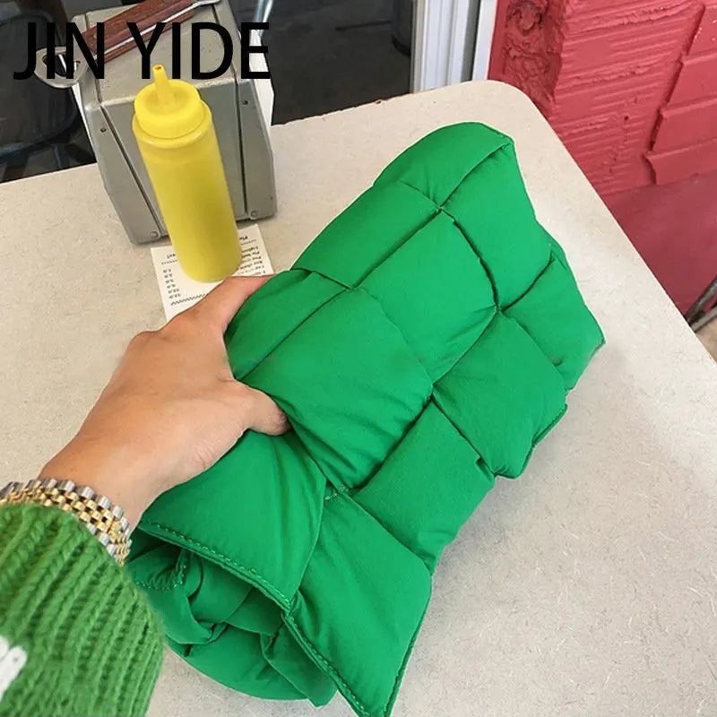 Cotton Women Shoulder Bag Padded Crossbody Space Square Handbag