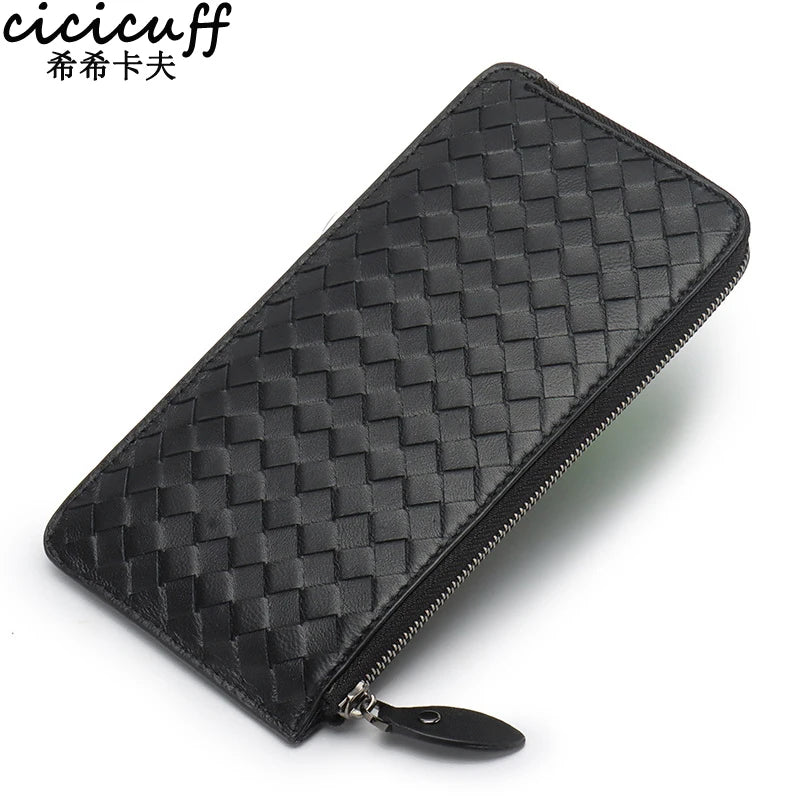 Woven Hand Wallet Women's Long Ultra-Thin Wallet Clutch 100% Sheepskin