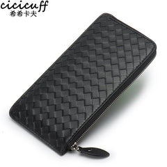 Woven Hand Wallet Women's Long Ultra-Thin Wallet Clutch 100% Sheepskin
