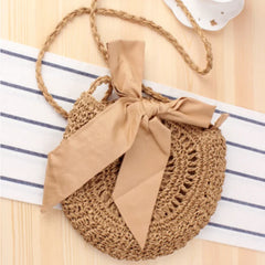 Women's Beach Bow Crossbody Bag Straw Crochet Bag