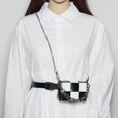 PU Leather Waist Pack for Women with Chain Shoulder Bag