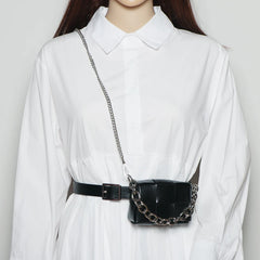 PU Leather Waist Pack for Women with Chain Shoulder Bag