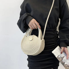 Round Straw Shoulder Bag Beach Top-handle HandBags Women