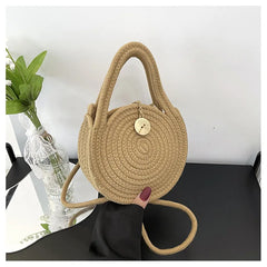 Round Straw Shoulder Bag Beach Top-handle HandBags Women