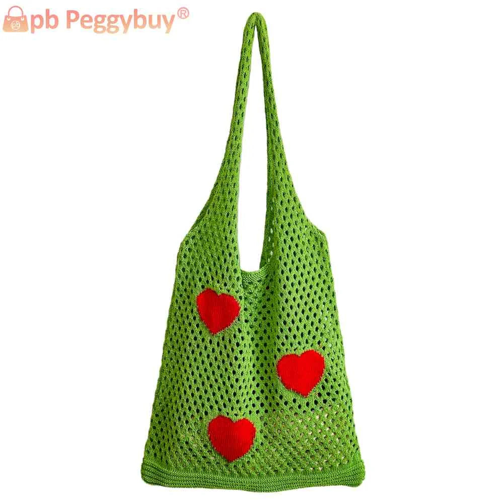 Large Capacity Woven Shoulder Bag Eco-Friendly Reusable Foldable for Women Girls
