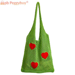 Large Capacity Woven Shoulder Bag Eco-Friendly Reusable Foldable for Women Girls