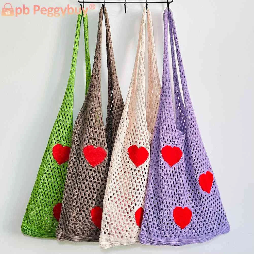 Large Capacity Woven Shoulder Bag Eco-Friendly Reusable Foldable for Women Girls