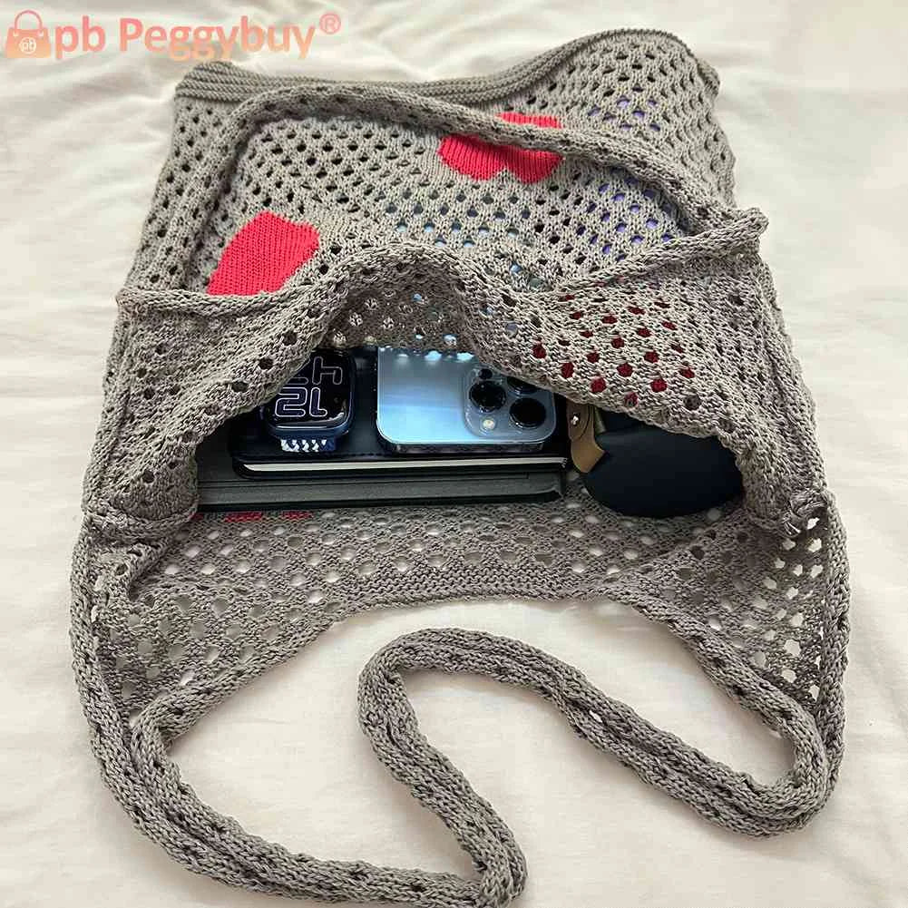 Large Capacity Woven Shoulder Bag Eco-Friendly Reusable Foldable for Women Girls