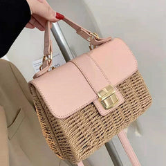 Straw Square Tote Bag Summer High-Quality Women's Handbag