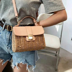 Straw Square Tote Bag Summer High-Quality Women's Handbag