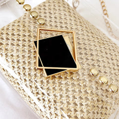 Woven Straw Shoulder Bag Rivet Small Purse Clear PVC Women Travel Messenger Bags