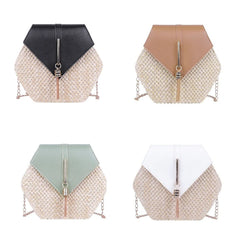 Woven Tote Beach Bag Straw Handbag with Tassel Decoration