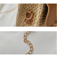 Woven Tote Beach Bag Straw Handbag with Tassel Decoration