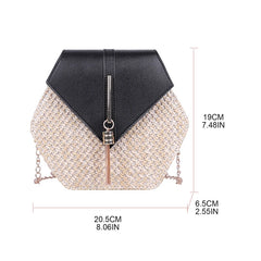 Woven Tote Beach Bag Straw Handbag with Tassel Decoration
