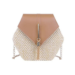 Woven Tote Beach Bag Straw Handbag with Tassel Decoration