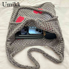 Large Capacity Mesh Net Beach Travel Handbag Eco-Friendly Heart Foldable