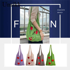 Large Capacity Mesh Net Beach Travel Handbag Eco-Friendly Heart Foldable