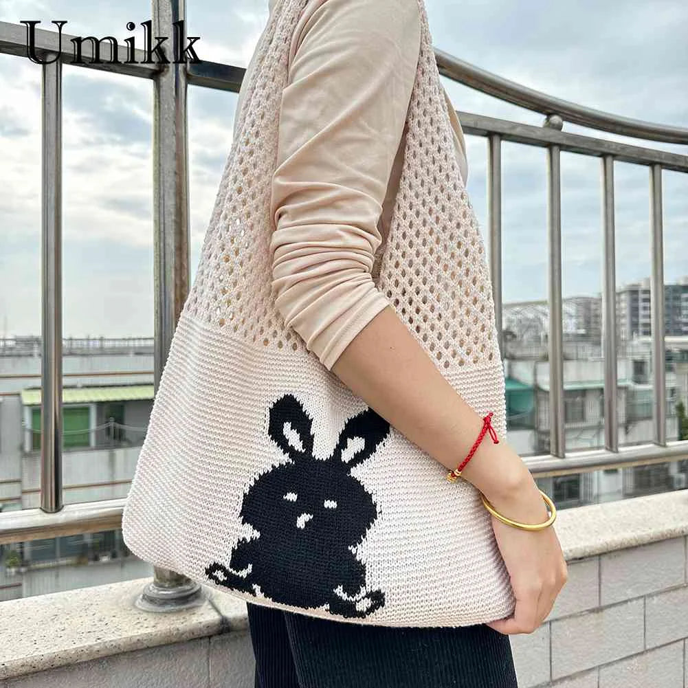 Rabbit Print Beach Bag for Women