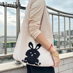 Rabbit Print Beach Bag for Women
