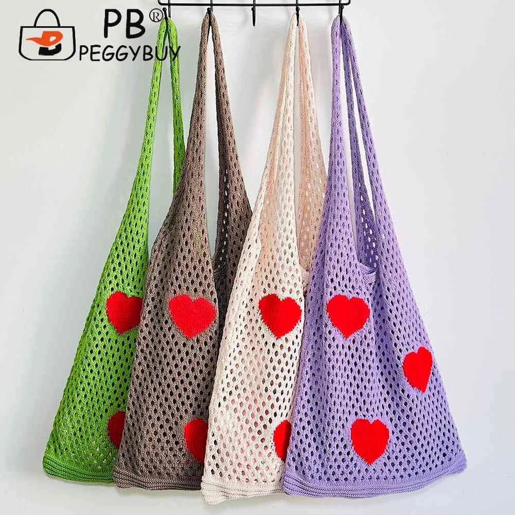 Woven Weaving Top-handle Bag Large Capacity Mesh Net Grocery Bag