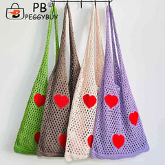 Woven Weaving Top-handle Bag Large Capacity Mesh Net Grocery Bag