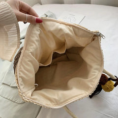 Tassel Shoulder Bag European American Big Capacity Straw Beach Bag